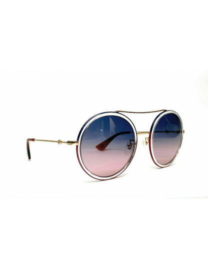 Gucci Gg0061s 023 Round Double Bridge Azul Vino Degradado Dorado