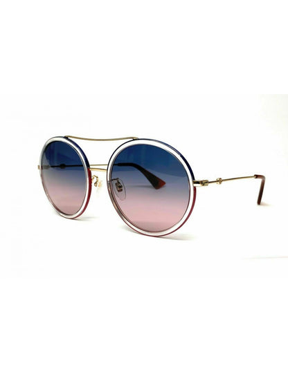Gucci Gg0061s 023 Round Double Bridge Azul Vino Degradado Dorado