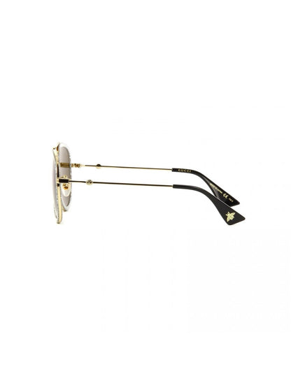 Gucci Gg0062s 004 Aviador Tranparente Brillante Dorado