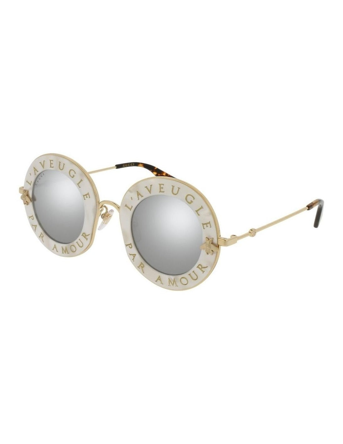 Gucci Gg0113s 003 Round L'aveugle Par Amour Plata Espejo
