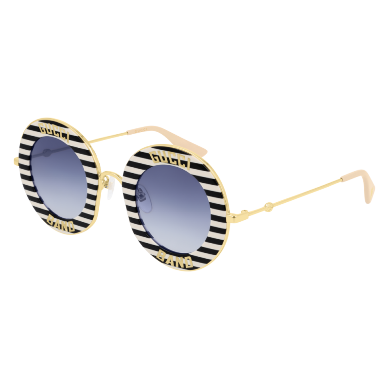 Gucci Gg0113s 008 Round Band Negro Blanco Azul degradado