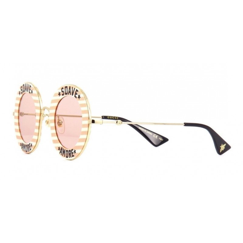Gucci Gg0113s 009 Round * Soave * Amore * Rosa Blanco Icon