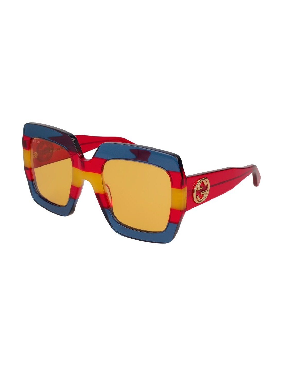 Gucci Gg0178s 002 Oversized Square Rojo Azul Cafe Original