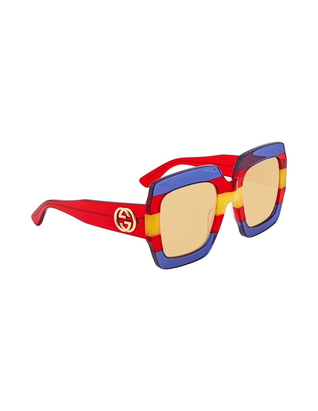 Gucci Gg0178s 002 Oversized Square Rojo Azul Cafe Original