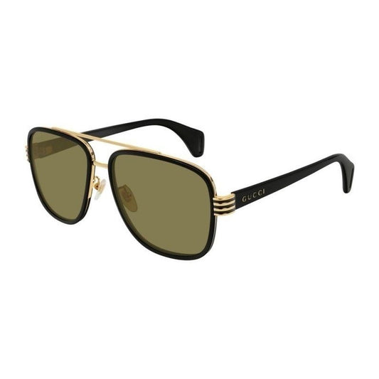 Gucci Gg0448s 002 Aviator Negro Cafe Ambar Acetato