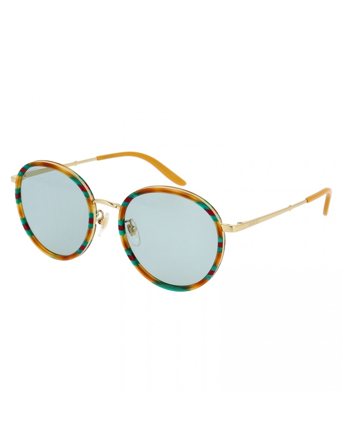 Gucci Gg0677SK 004 Round Metal Carey Verde Naranja Gris