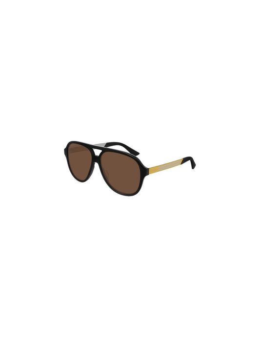 Gucci Gg0688S 005 Aviator Metal Cafe Amarillo Negro