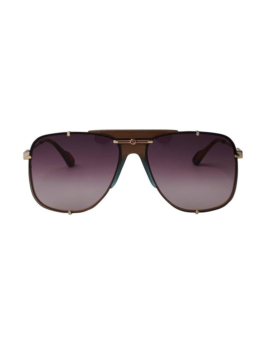 Gucci GG0739S 002 Square Shape Aviator Cafe Dorado