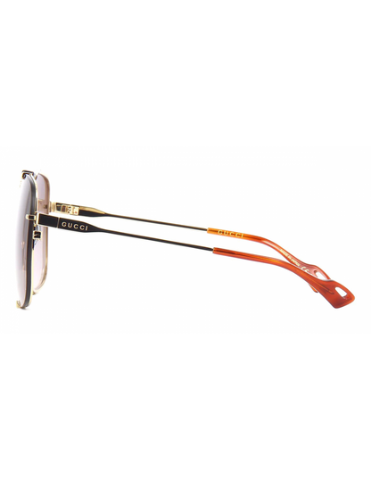 Gucci GG0739S 002 Square Shape Aviator Cafe Dorado
