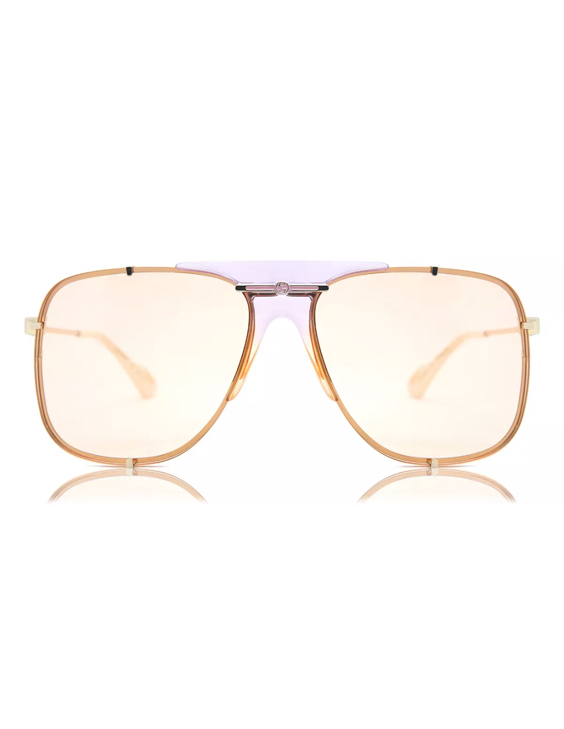 Gucci GG0739S 004 Square Shape Aviator Naranja Dorado