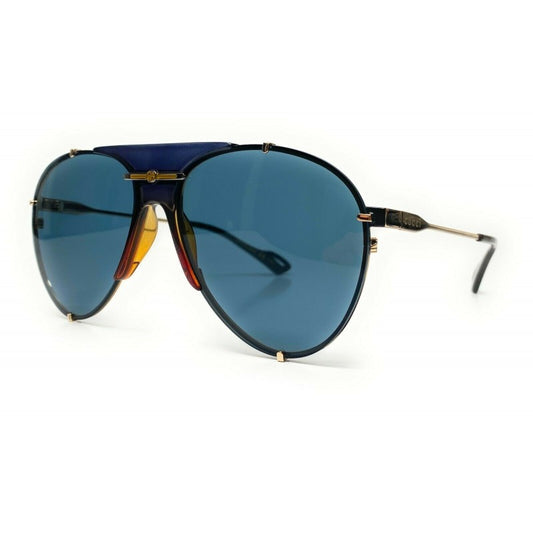 Gucci Gg0740S 002 Aviator Metal Azul Transparente Dorado