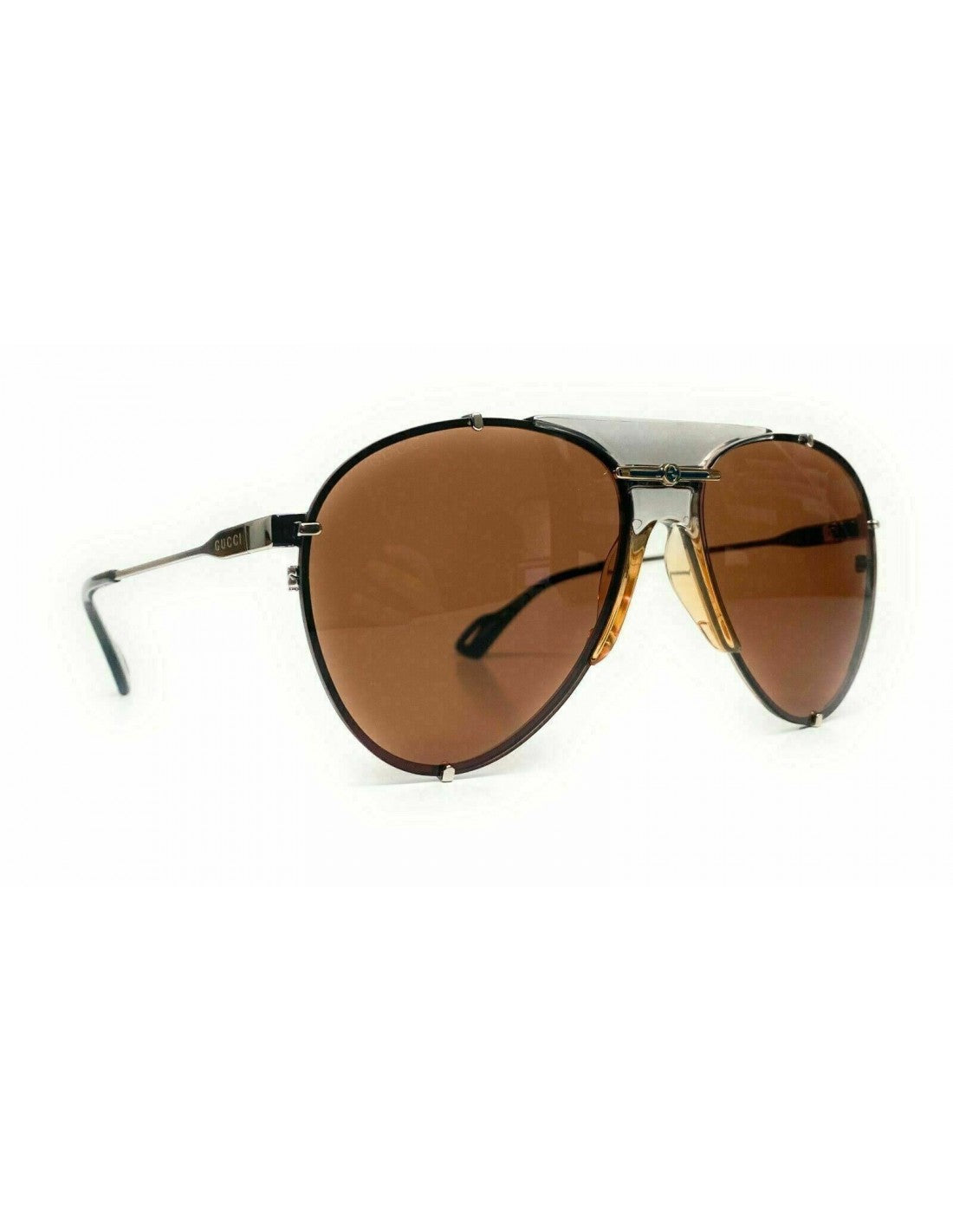 Gucci Gg0740S 003 Aviator Metal Cafe Transparente Dorado