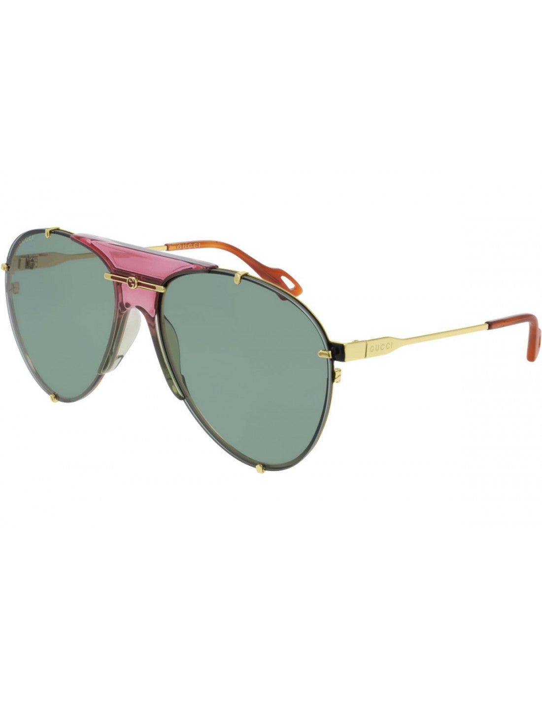 Gucci Gg0740S 004 Aviator Metal Rosa Transparente Dorado