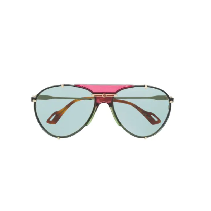 Gucci Gg0740S 004 Aviator Metal Rosa Transparente Dorado