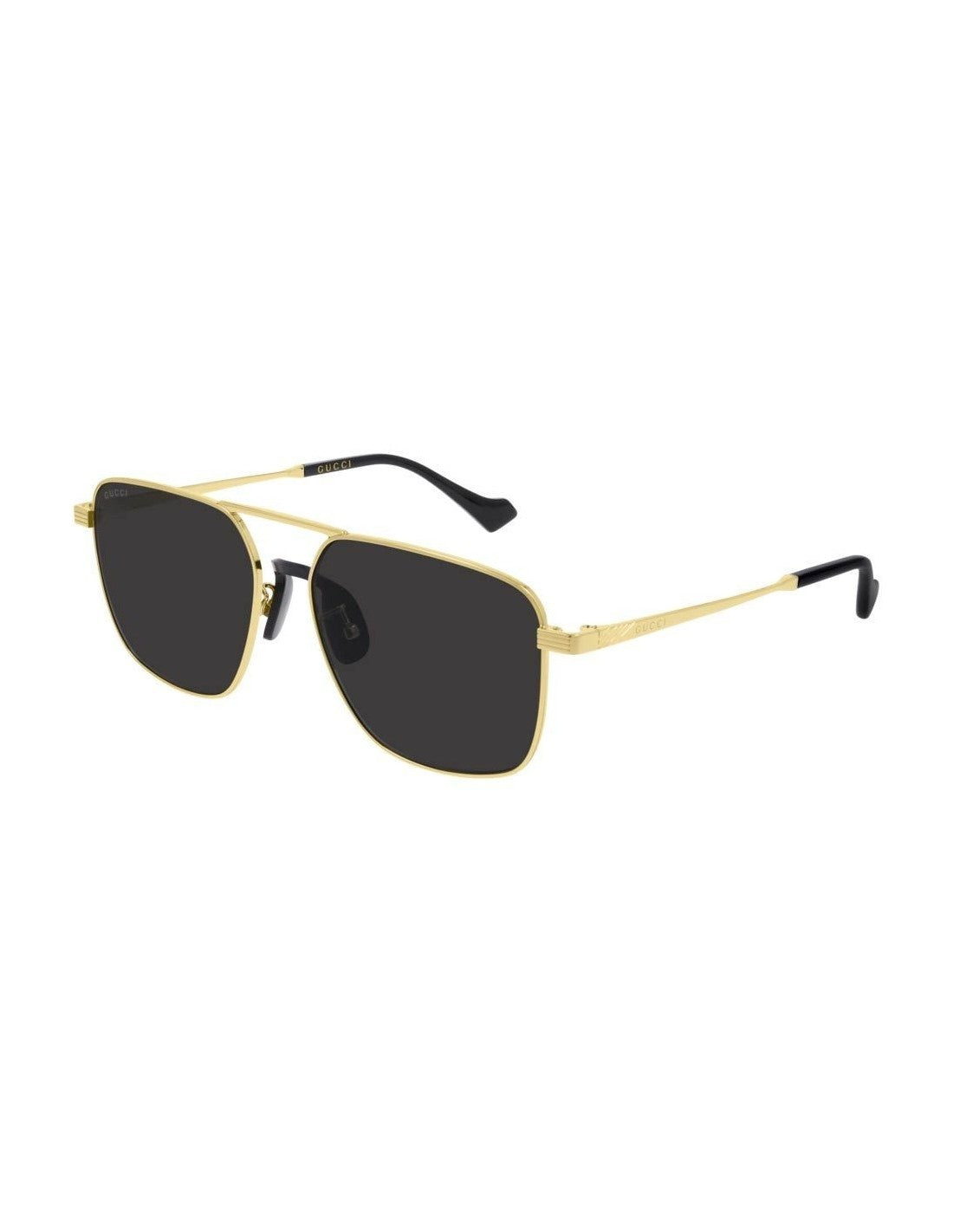 Gucci GG0743S 001 Aviator Square Metal Negro Dorado