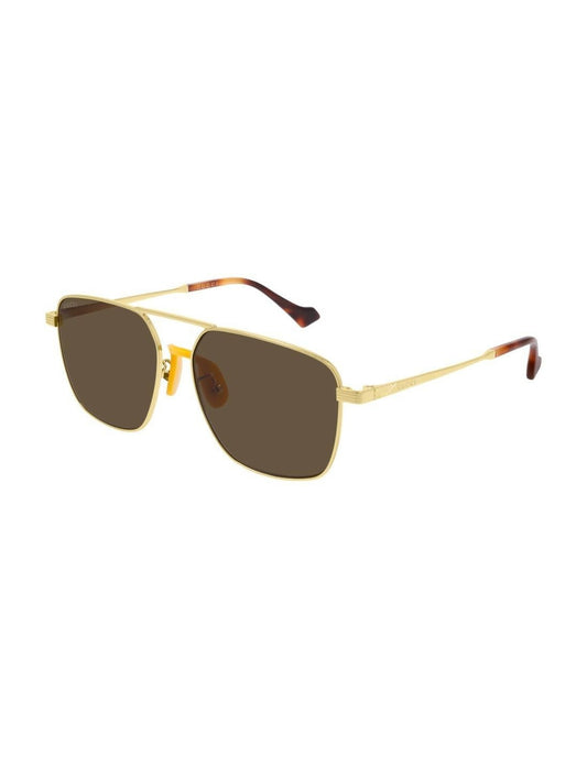 Gucci GG0743S 002 Aviator Square Metal Cafe Dorado