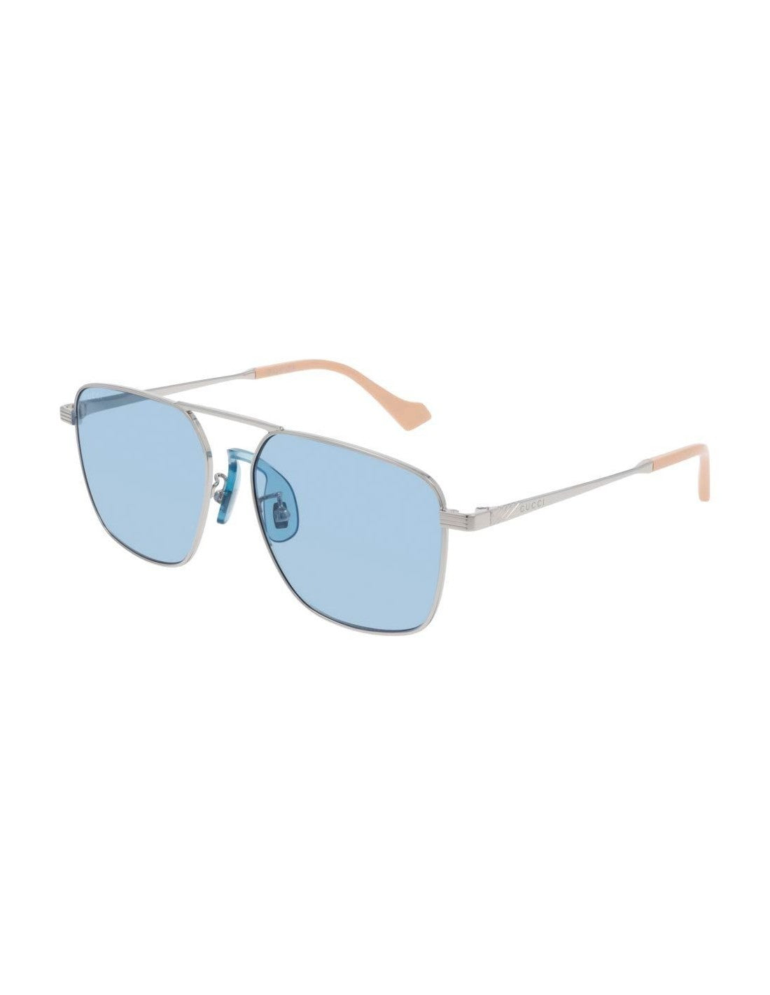 Gucci GG0743S 003 Aviator Square Metal Azul transparente Plata