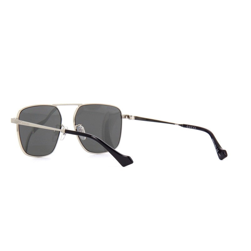 Gucci GG0743S 005 Aviator Square Metal Negro Plateado