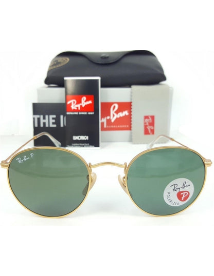 Ray Ban Rb3447 112/58 Round Metal Dorado Polarizado Chico 47mm